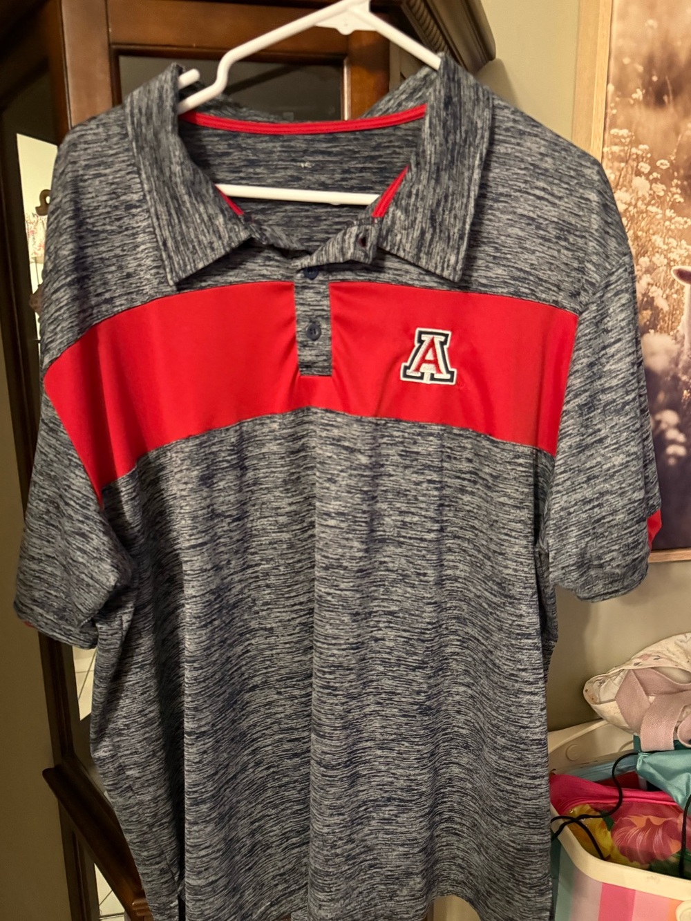 Gray and Red Polo Shirt with 'A' Logo